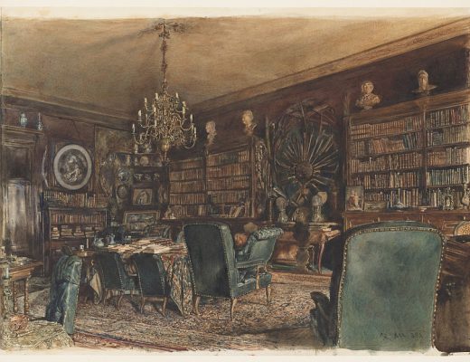 The Library in the Apartment of Count Lanckoronski in Vienna, Riemergasse 8 (1881) by Rudolf von Alt, Austrian, 1812 – 1905